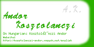 andor kosztolanczi business card